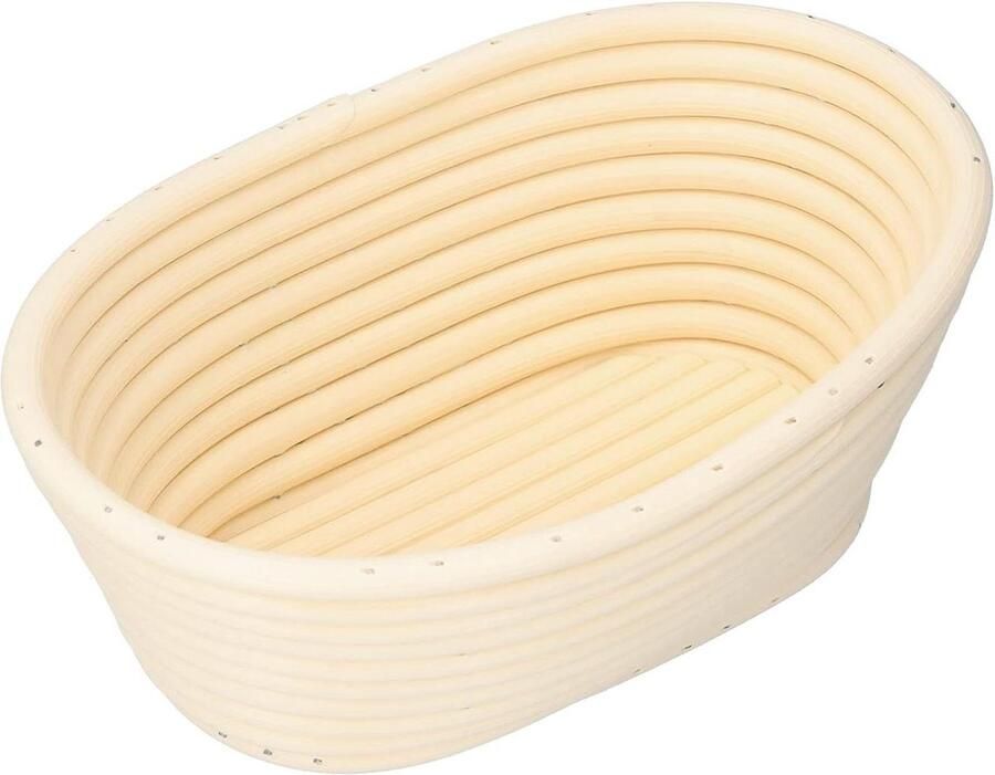 Brood Rijs Mand Deeg Fermentatie Zuurdesem Bakken Handgeweven Plastic 21x14x8 cm Gebroken Wit