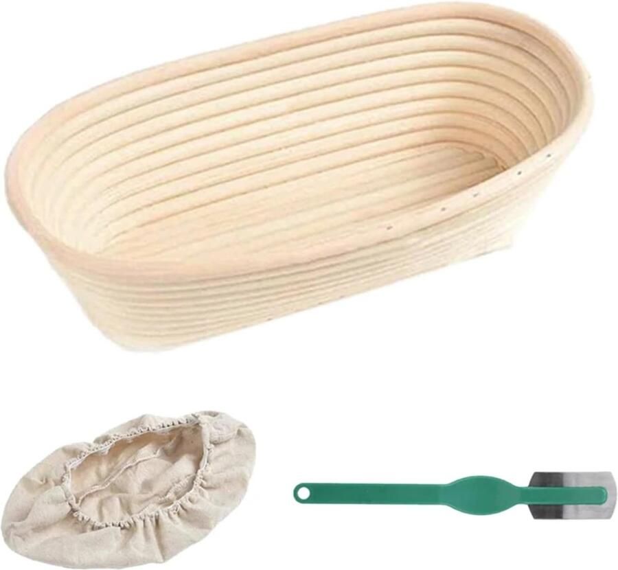 Ovale Broodmand Rieten Mand Deeg Brood Bakken Natuurlijk Rotan 28 x 14 x 8 cm Houtkleur