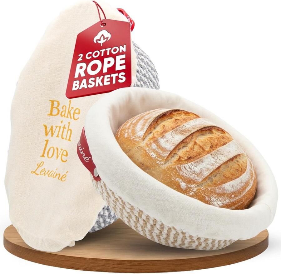 Brood Rijs Set Zuurdesem Manden Ambachtelijk Brood Maken Inclusief Liners Hoezen 25x14x9.5 cm Natuurlijk