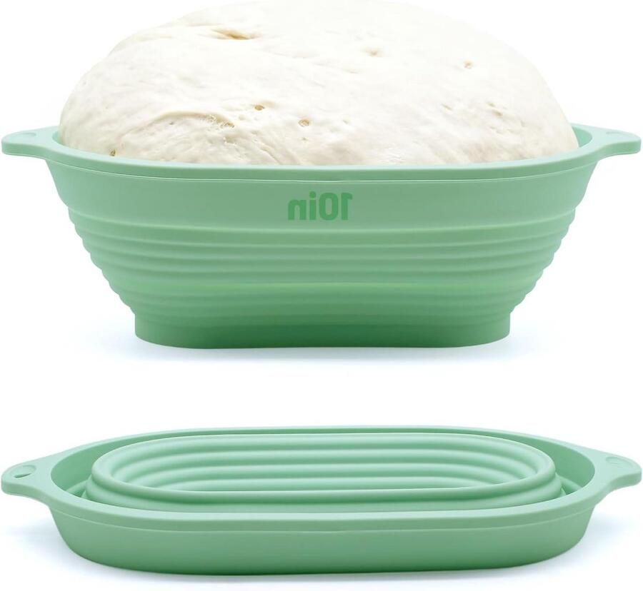 Siliconen Rijsmand Broodmand Fermenteren Brood Bakken Opvouwbaar Design 28 cm Groen