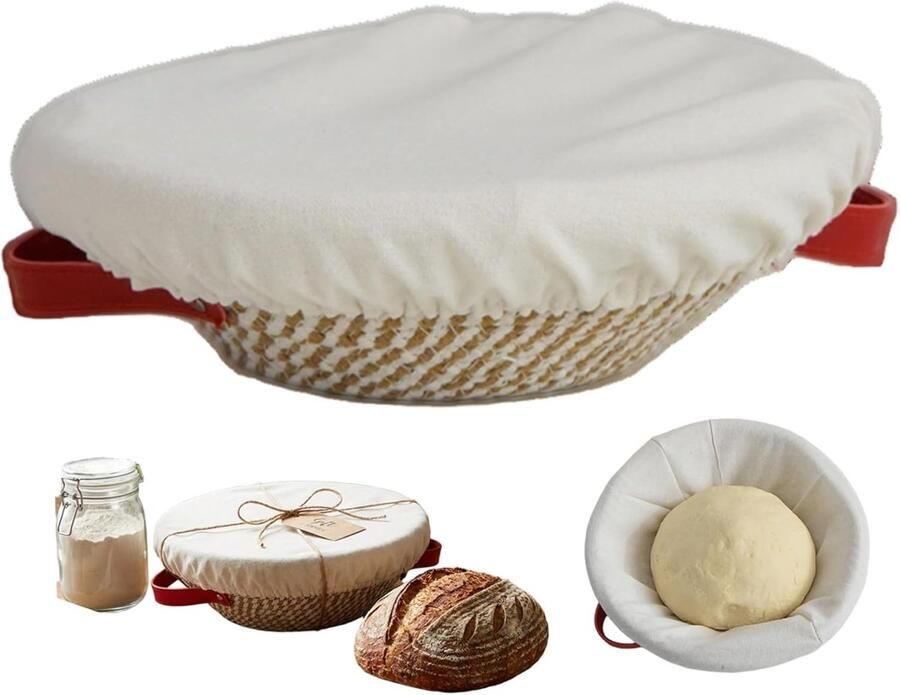 Brood Rijs Vorm Proofing Mand Zuurdesem Bakken Met Linnen Liner 9 Inch Rond Beige