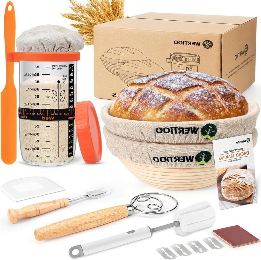 Brood Rijsman Set Zuurdesem Manden Brood Bakken Natuurlijk Rotan 224 cm Rond Natuurlijk