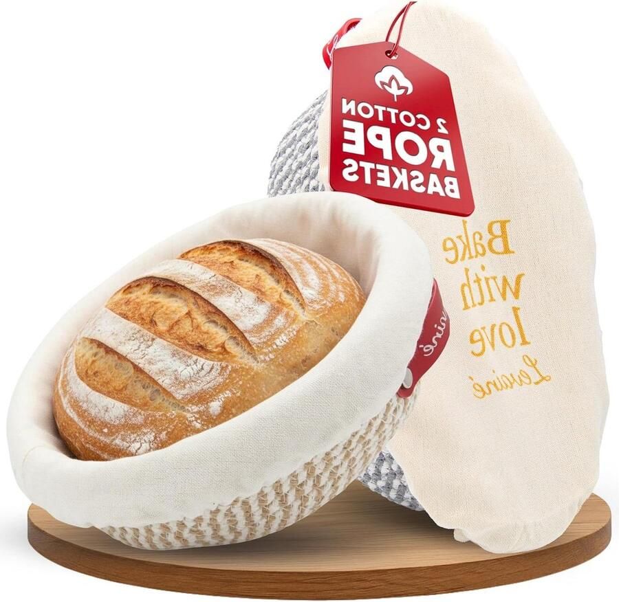 Brood Rijs Set Zuurdesem Manden Brood Bakken Katoenen Touw Ovaal Rond Natuurlijk
