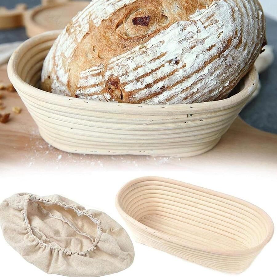 Brood Rijsmand Zuurdesem Kom Brood Bakken Natuurlijk Rotan Materiaal 25 x 15 x 8.5 cm Natuurlijk
