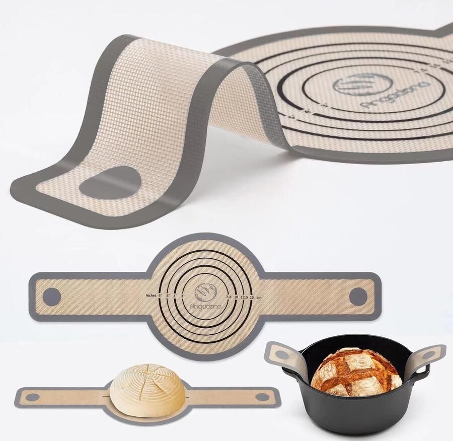 Brood Sling Bakmat Oven Zuurdesem Bakken Extra Lange Handvatten 58.9 x 21.1 cm Grijs