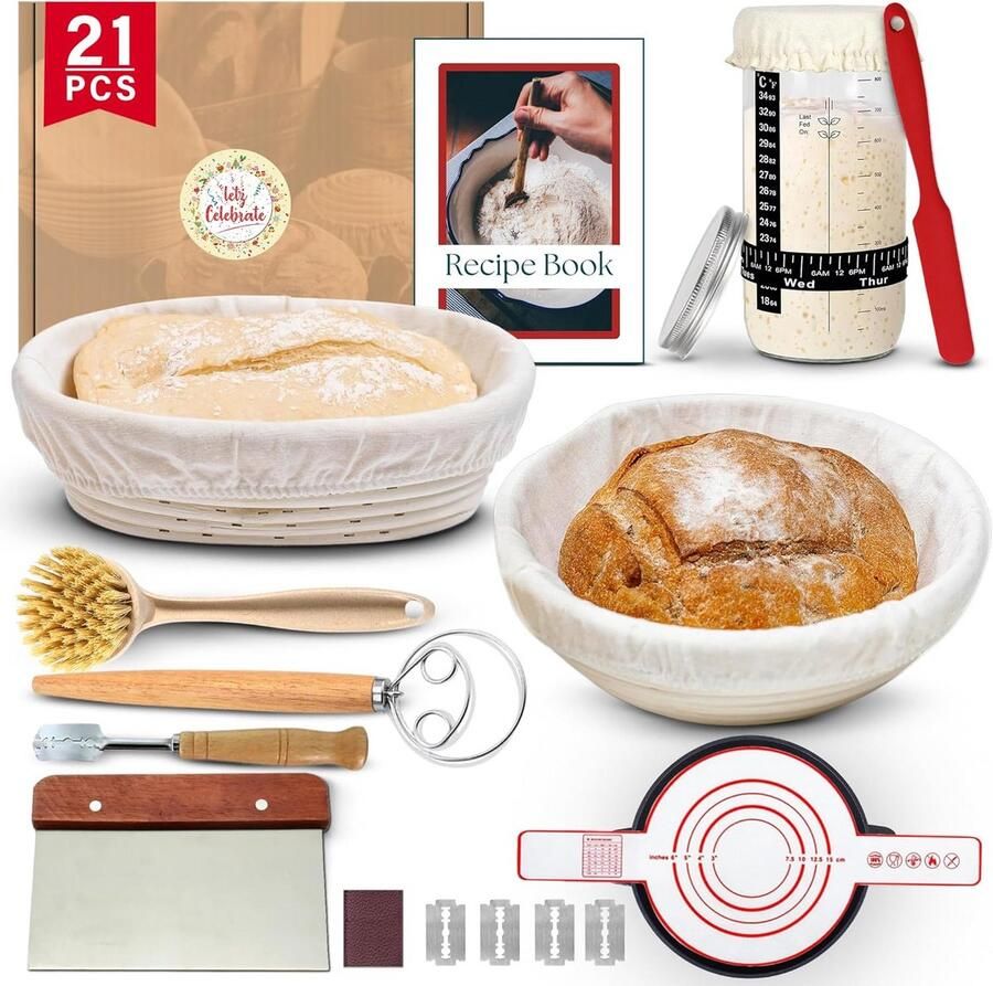 Brood Starter Kit Zuurdesem Bakset Zelf Brood Bakken Compleet Met Accessoires 21 Delig Natuurlijk