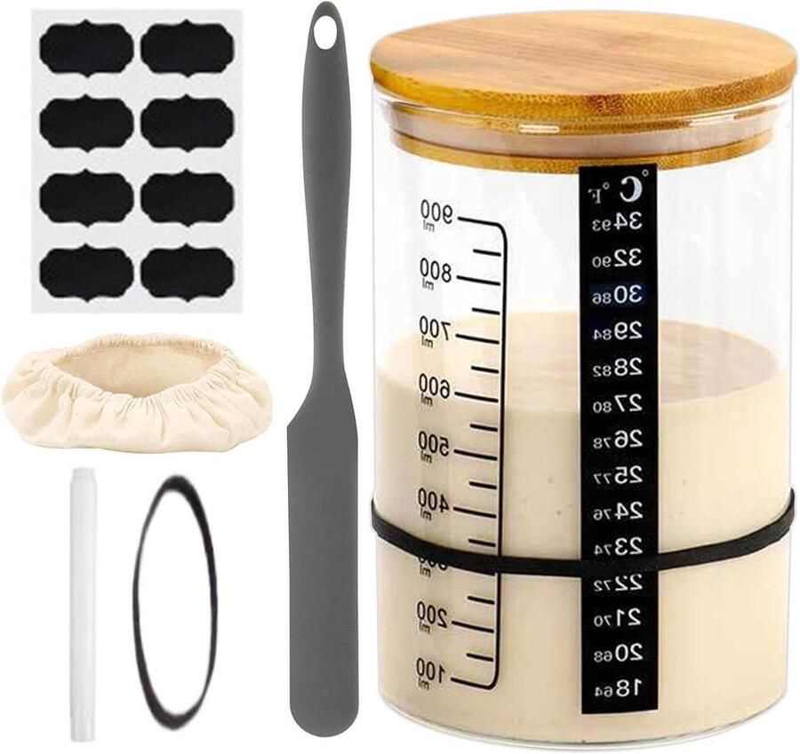 Brood Starter Pot Zuurdesem Kit Brood Bakken Met Temperatuurmeter 21 x 14 x 11 cm