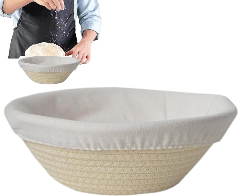 Brood Testmand Zuurdesem Mand Brood Bakken Handgemaakt Katoen Medium Rond Khaki