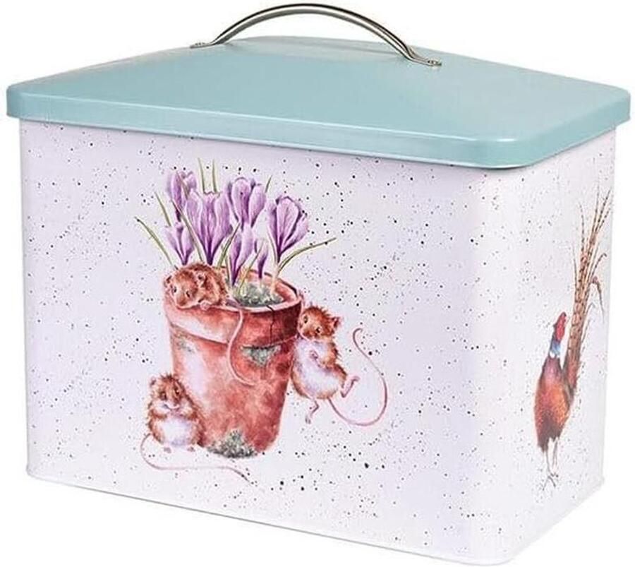 Broodbak Broodtrommel Brood Vers Houden Geïllustreerd Met Dieren 43cm x 23cm x 5cm Blauwgroen