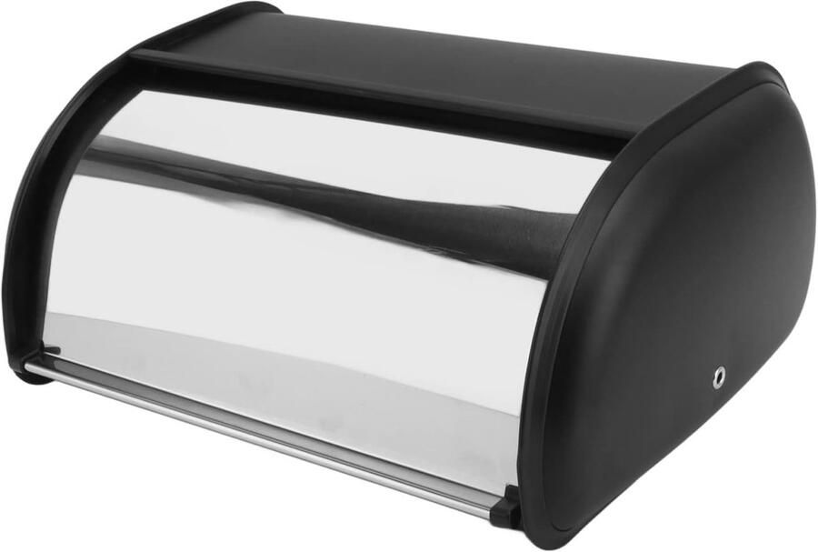 Broodbak Broodtrommel Opbergdoos Voedsel Bewaren Spiegelafwerking 37x25x17 cm Zilver