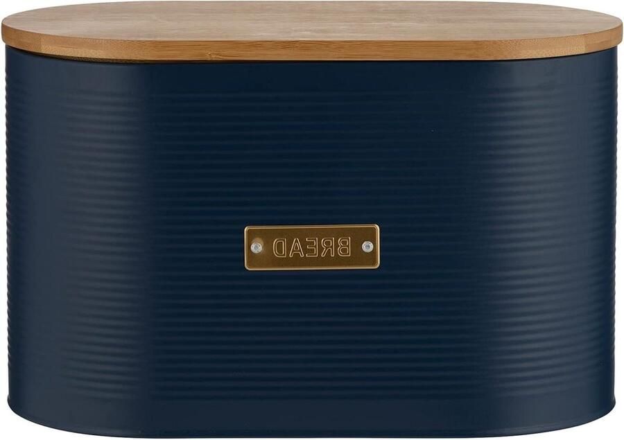 Broodbak Broodtrommel Voedselbewaring Brood Vers Houden Gecoate Stalen Buitenkant 10.5 Liter Marineblauw