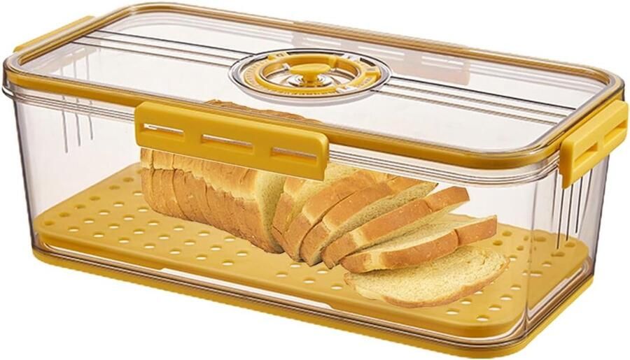Broodbak met Tijdregistratie Broodtrommel Bewaardoos Brood Vers Houden Instelbare Luchtstroom 33.5 x 18.5 x 12 cm
