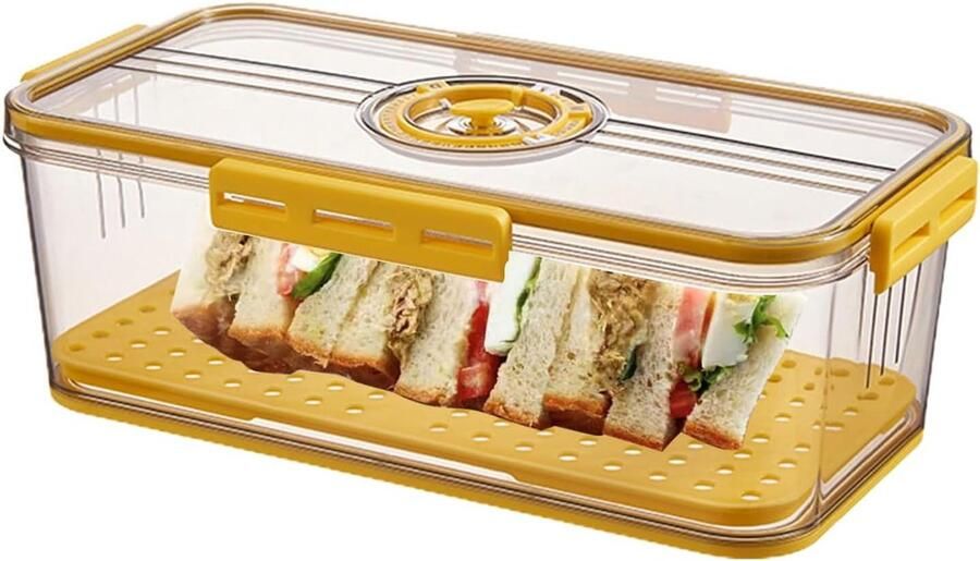 Broodbak met Tijdregistratie Broodtrommel Vershouder Brood Vers Houden Instelbaar Luchtventiel 335 x 185 x 12 cm