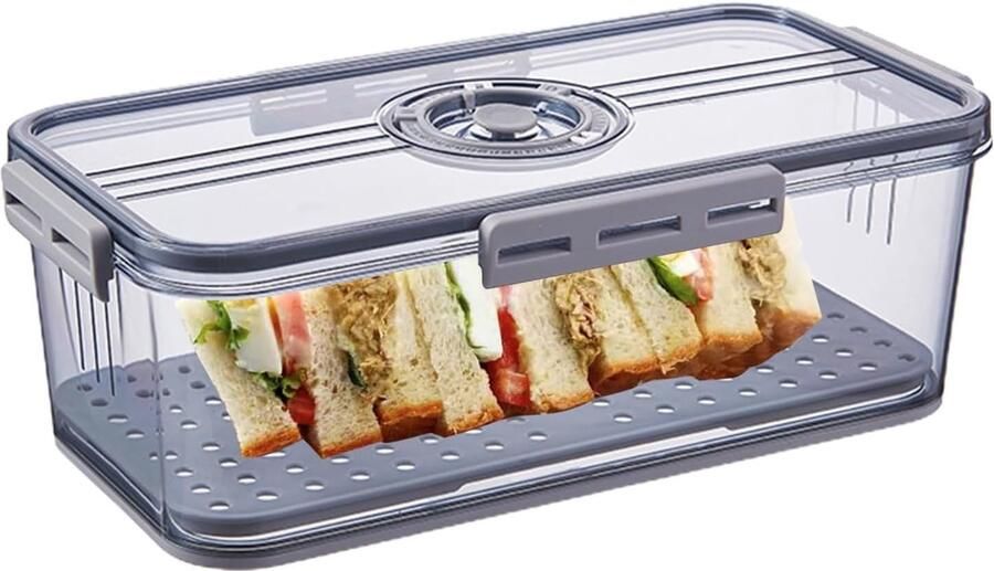 Broodbak met Tijdregistratie Broodtrommel Vershouder Brood Vers Houden Luchtdichte Versheidsklep 34.5 x 24.5 x 14.5 cm
