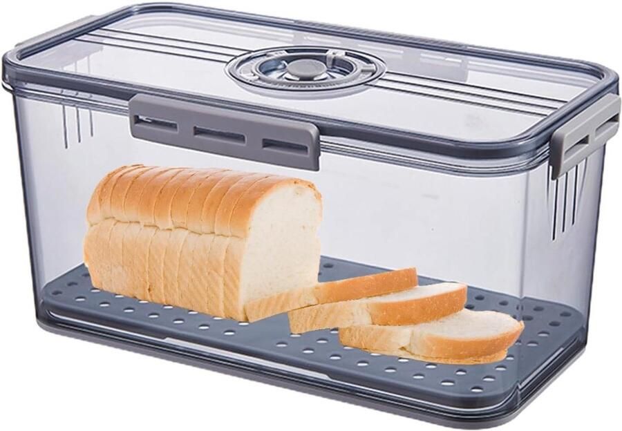 Broodbak met timer Broodcontainer bewaardoos Brood vers houden Instelbaar luchtventiel 335 x 185 x 12 cm