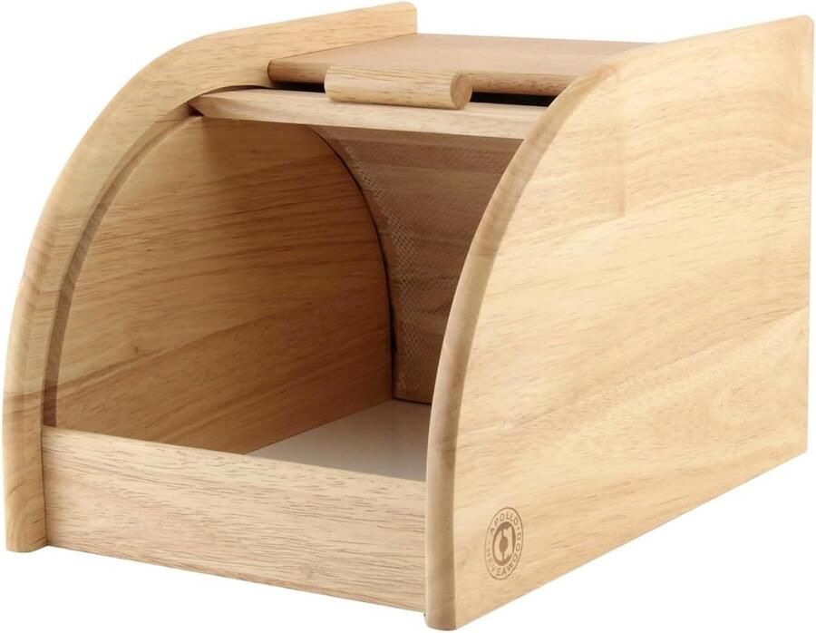 Broodbak Mini Broodtrommel Keuken Opbergen Roll Top Design 27x20x18 cm Houtkleur