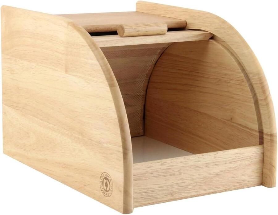 Broodbak Mini Broodtrommel Keuken Opbergen Roll Top Design 27x20x18 cm Houtkleur