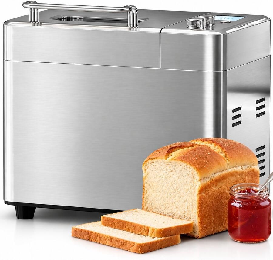 Broodbakmachine 1 kg – 17 Programma s – Glutenvrij – 15 Uur Timer – Automatische Notendispenser – 600 W