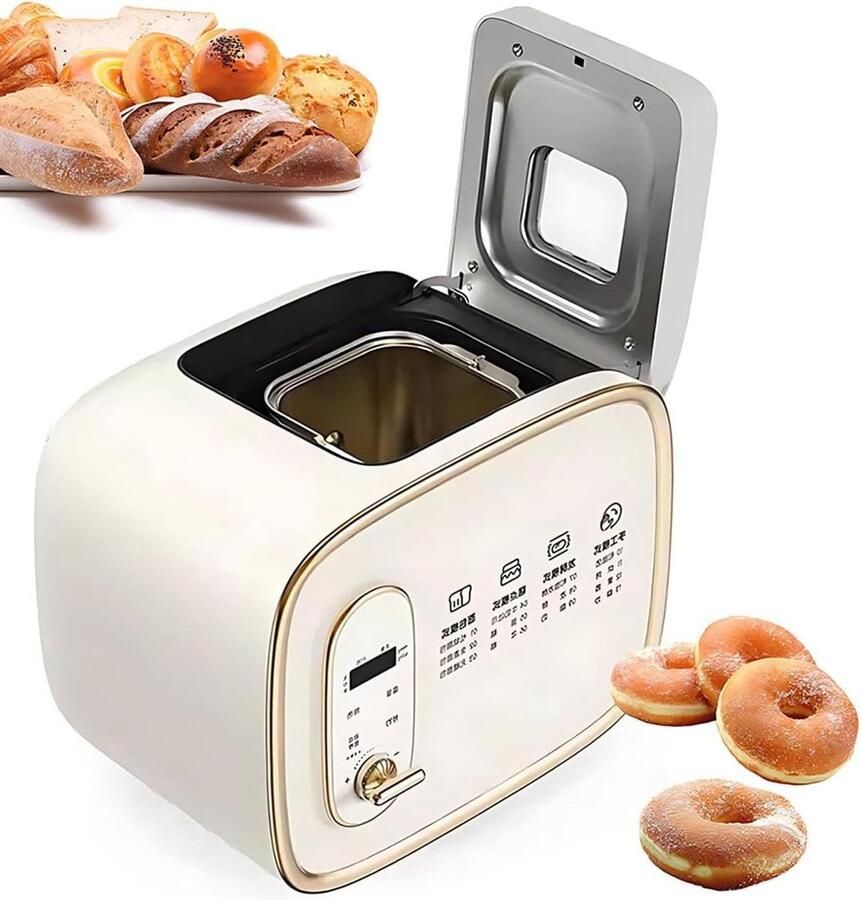 Broodbakmachine Automatische bakker Zelf brood bakken 13 voorgeprogrammeerde menu's 600 gram capaciteit Wit