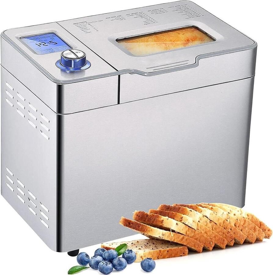 Broodbakmachine Automatische bakker Zelf brood maken 25 programma's Tot 900 g Zilverkleurig - Foto 1