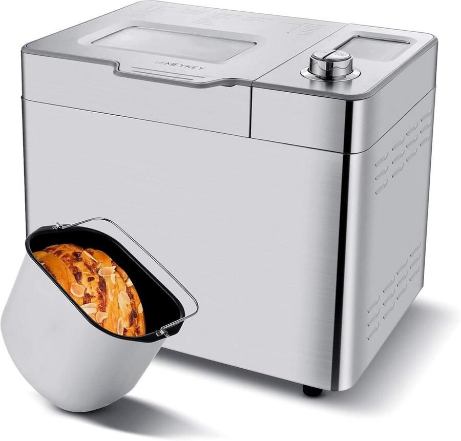 Broodbakmachine Bakmeester Apparaat Zelf Brood Maken 25 Bakprogramma's 900 Gram Capaciteit Zilver
