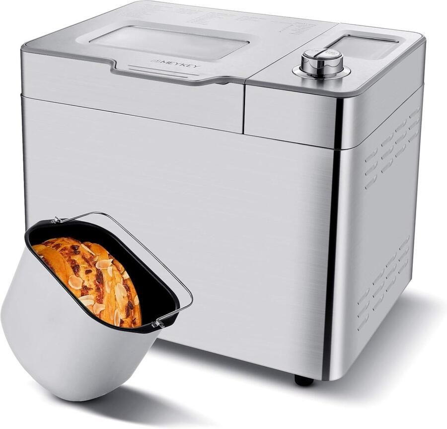 Broodbakmachine Bakmeester keuken Zelf brood maken 25 programma's 900 gram capaciteit Zilver