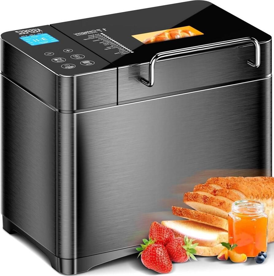 Broodbakmachine Broodmaker apparaat Zelf brood bakken 17 automatische programma's 1kg capaciteit Zwart