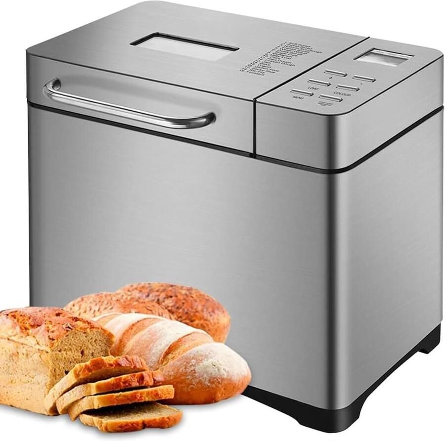 Broodbakmachine Broodmaker Vers Brood Maken Met Notendispenser 2 Lb Capaciteit Zilver