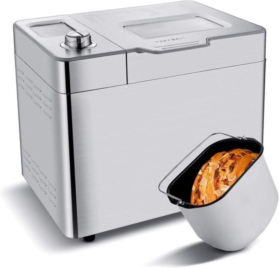 Broodbakmachine Broodmaker Zelf vers brood bakken 25 bakprogramma's 900 gram Zilver