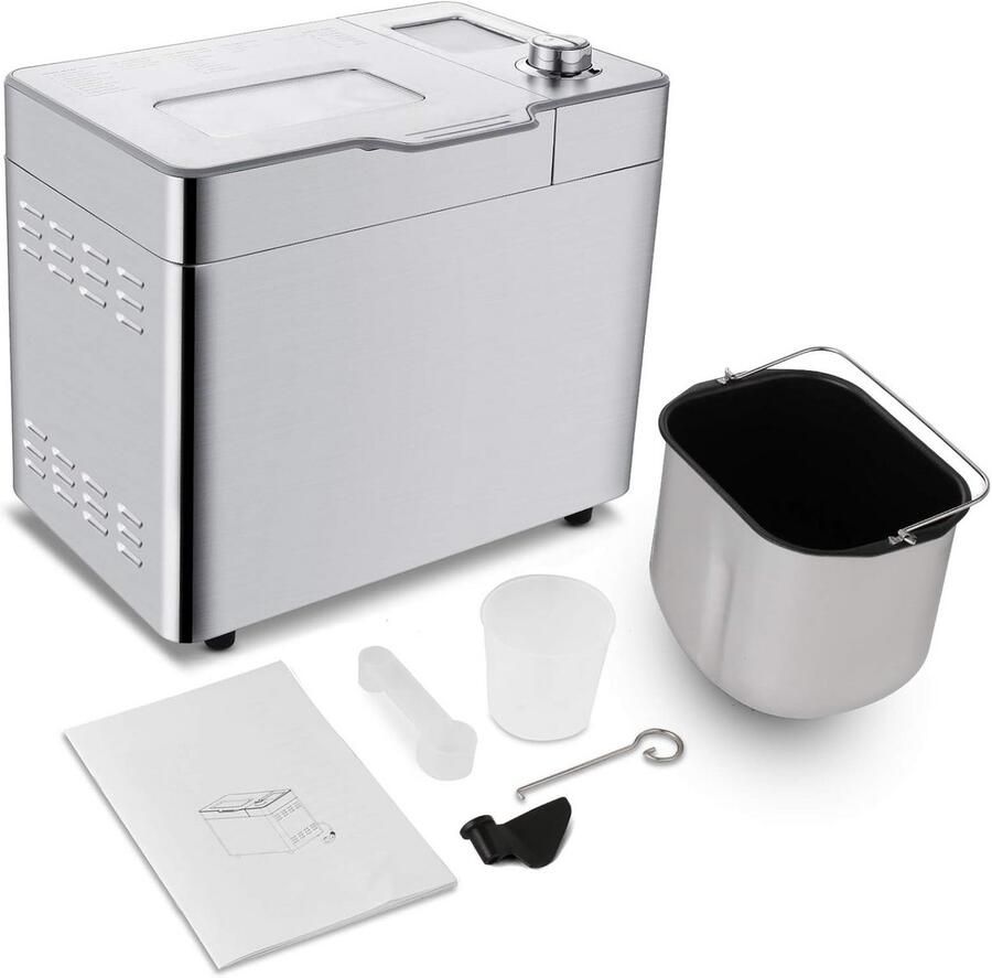 Broodbakmachine met 25 Programma's 13 Uur Timer & RVS Behuizing Zelf Brood Bakken