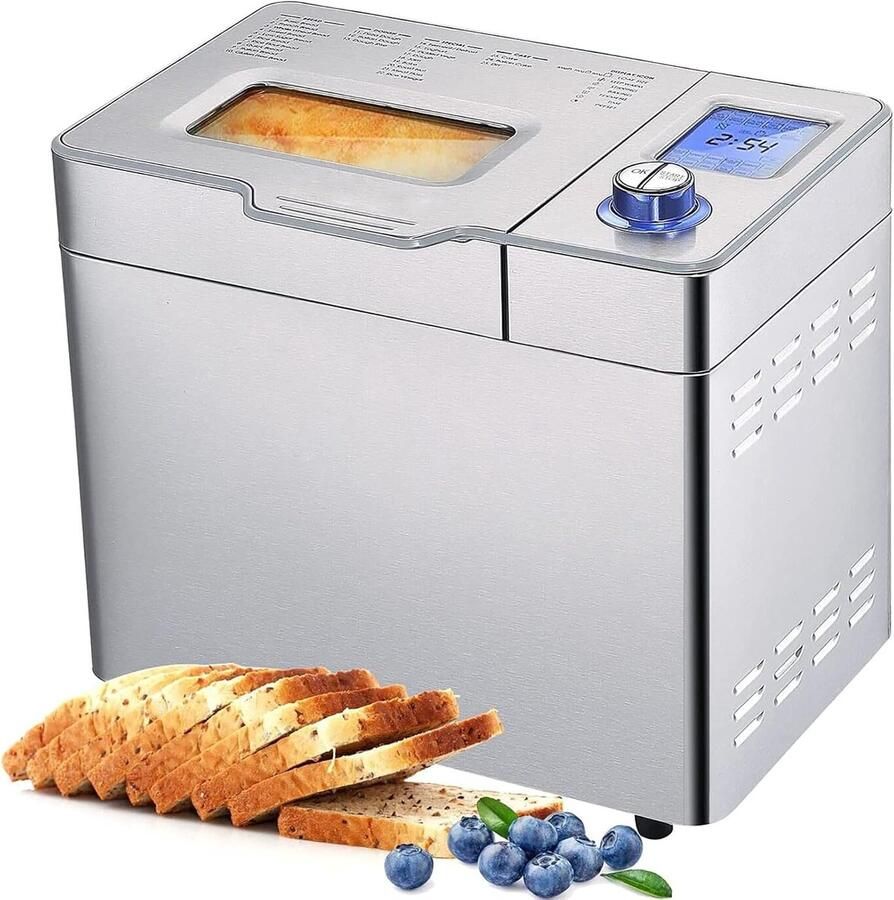 Broodbakmachine Automatische bakker Zelf brood maken 25 programma's 900 gram capaciteit Zilverkleurig