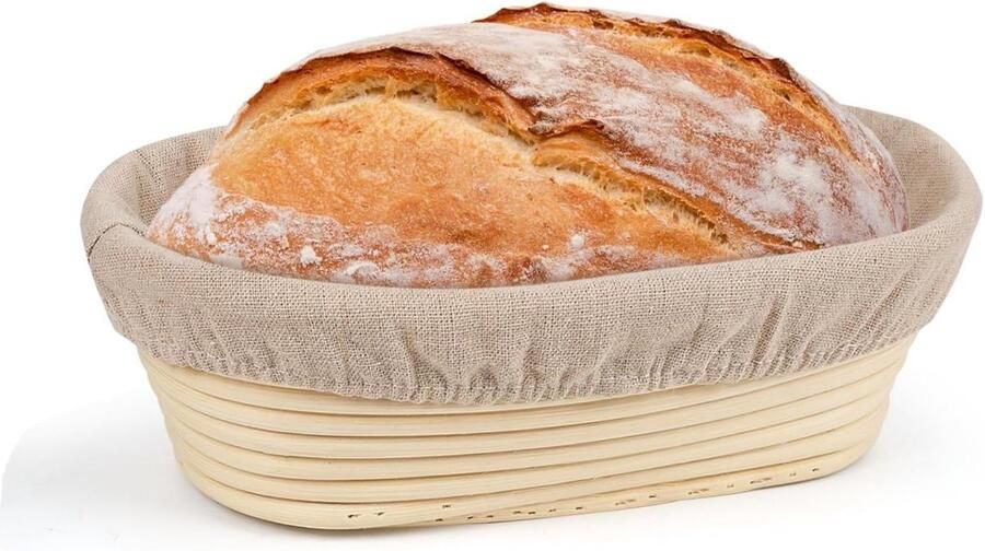 Broodbakmand Rijsmand Gistmand Brood Bakken Handgevlochten Rotan 25 cm diameter Natuurlijk