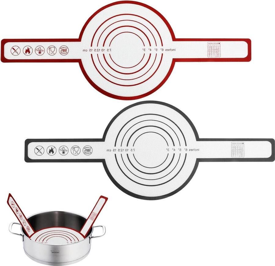 Broodbakmat 2 stuks Siliconen bakmat Brood bakken Met lange handgrepen 21 cm diameter Grijs