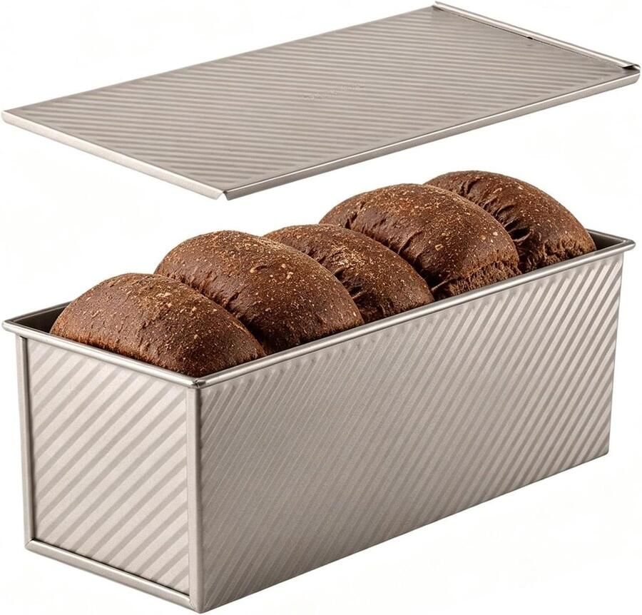 Broodbakpan met Deksel Sandwichpan Broodblik Zelf Brood Bakken Gegolfd Anti-aanbakontwerp 32x12x11 cm Goud