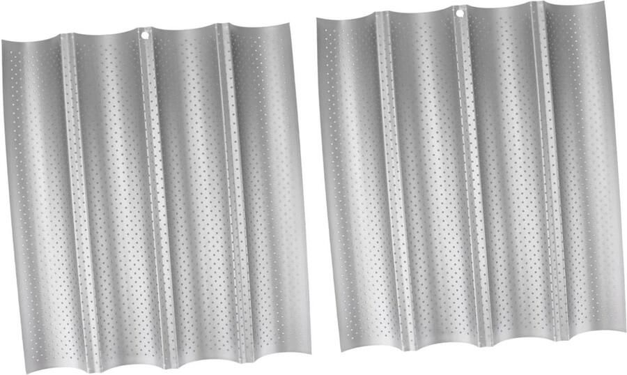Broodbakplaat Bakplaat Stokbroodvorm Brood Bakken Geperforeerd Ontwerp 38x33x2.4 cm Zilver