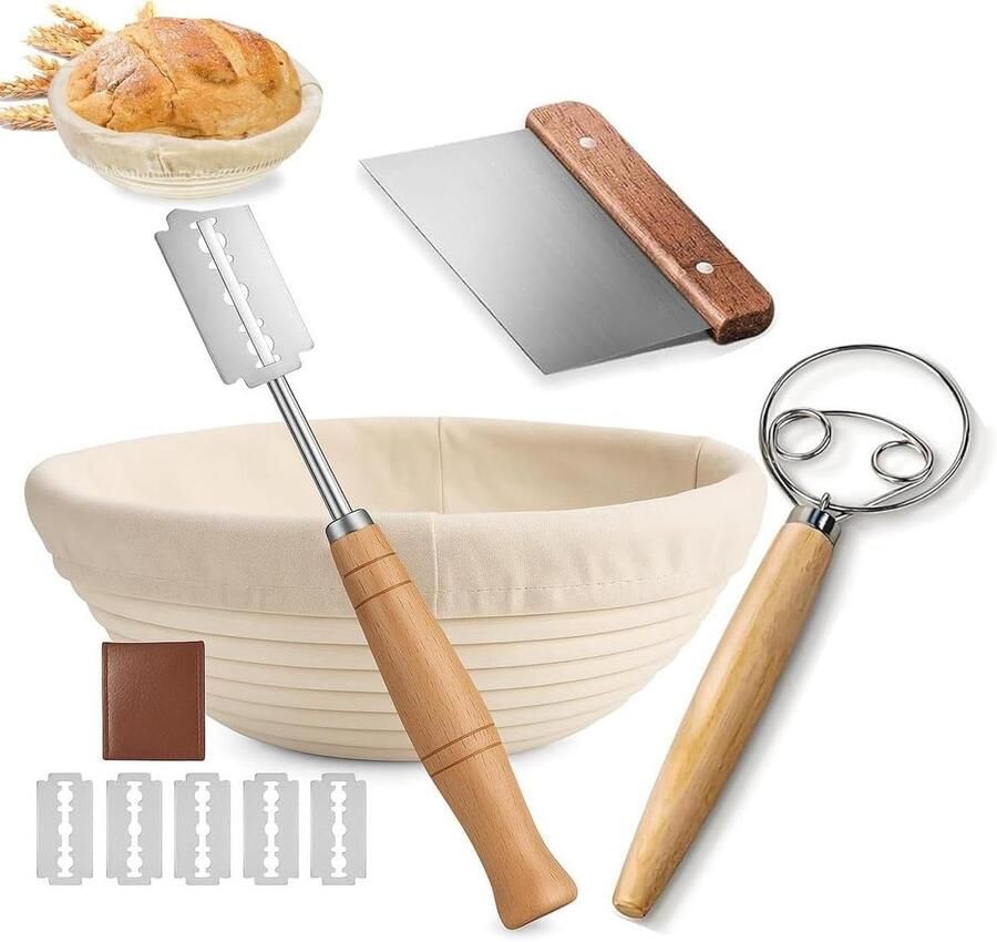Broodbakset Rijsmandjes Zelf brood bakken Natuurlijk rotan materiaal 25 cm rond Natuurlijk
