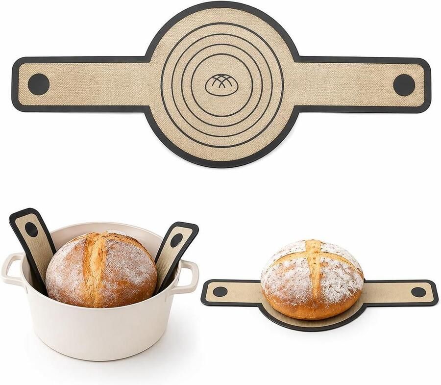 Broodband Siliconen Mat Bakmat Dutch Oven Brood Bakken Met Lange Handgrepen 55.8 x 21 cm Zwart