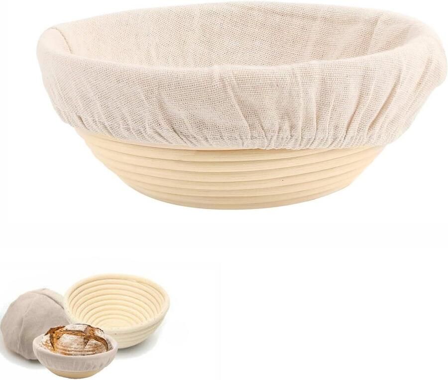 Ronde Broodbanner Rijsmandje Zuurdesem Brood Bakken Natuurlijk Rotan Riet 21 cm Diameter Natuurlijk