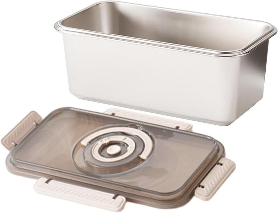 Broodbewaardoos Broodtrommel RVS Brood Vers Houden Luchtdichte Sluiting 35.5 x 19.8 x 14.3 cm Zilver