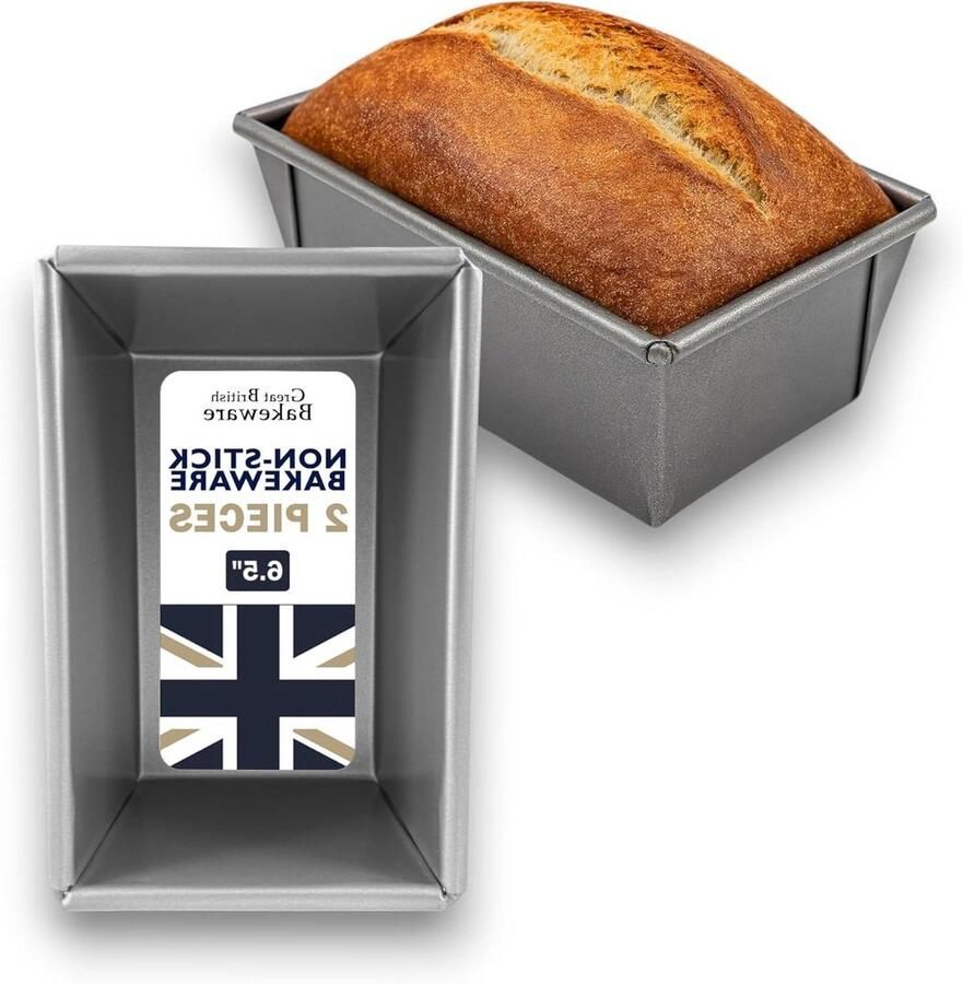 Broodblik Set Broodvorm Bakblik Zelf Brood Bakken Antiaanbak Gecoat 1LB & 2LB Grijs