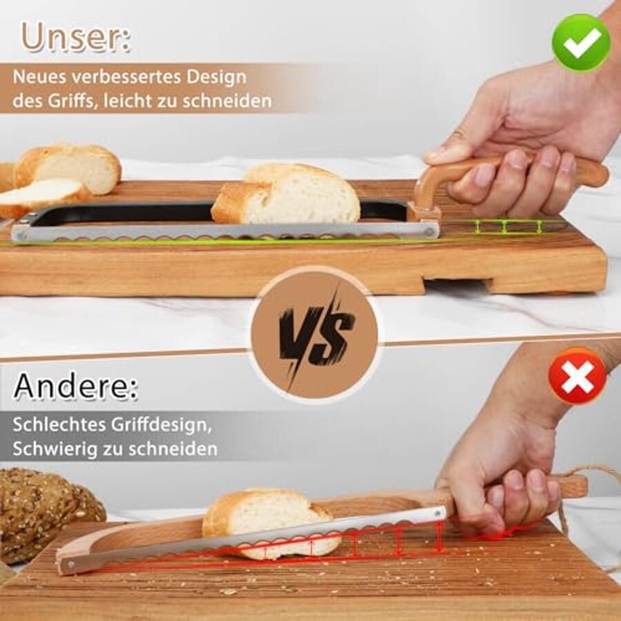 Broodboogmes broodmes gekarteld broodsnijmes scherp snijmes met verbeterde handgreep eenvoudig snijden van zuurdesembrood baguettes en vruchten