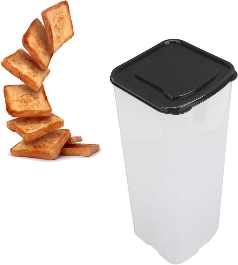 Broodcontainer Broodtrommel Keuken Brood Vers Houden Luchtdicht Deksel 35 x 15 x 14 cm Zwart