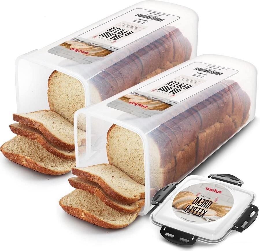 Broodcontainer Set Broodtrommel Luchtdicht Brood Vers Houden Dubbele Vergrendeling 5.8 Liter Capaciteit Zwart