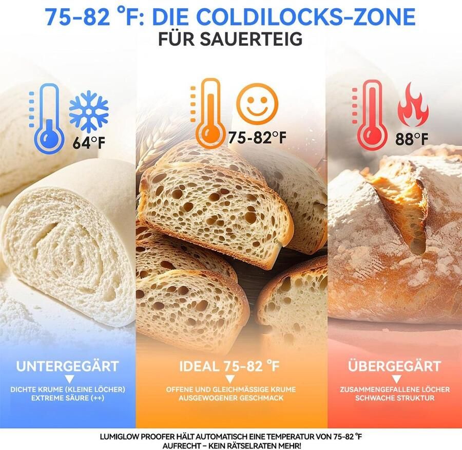 Deze rijskast voor brooddeeg wordt geleverd met een draagbare geïsoleerde beker een rijstijd van 12 uur en digitale temperatuurregeling waardoor het een ideale keuze is voor thuisbakken