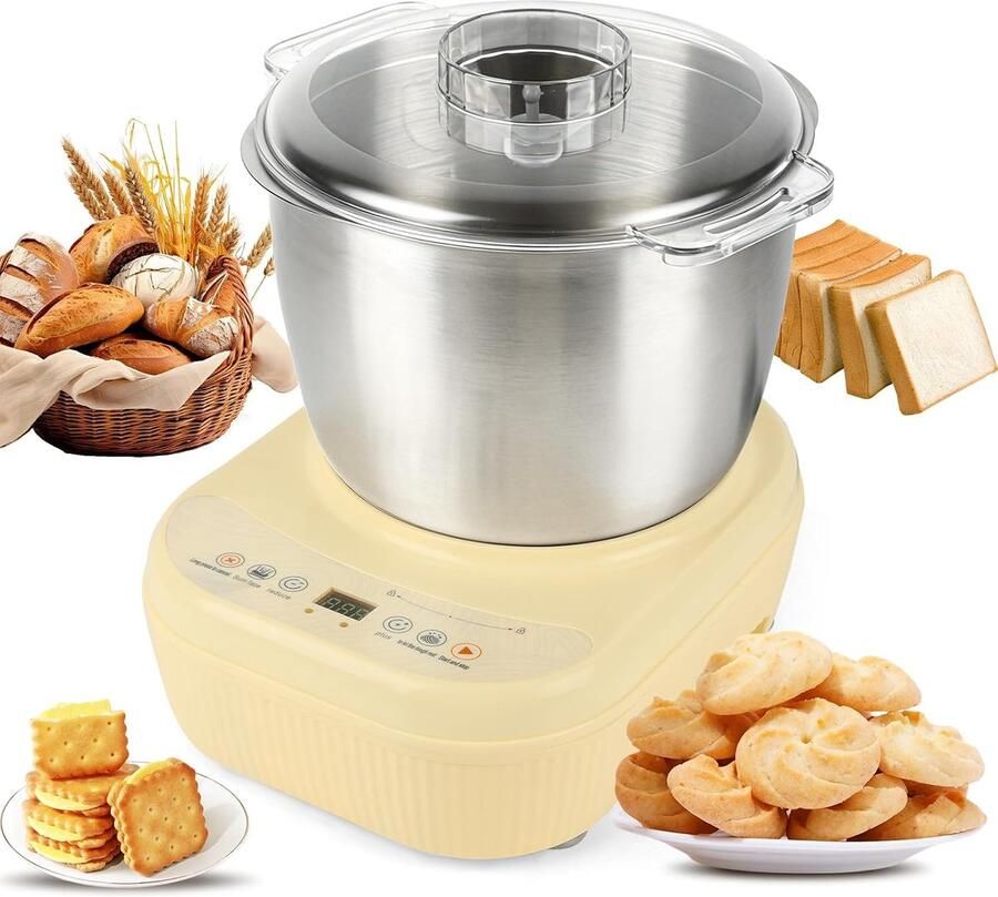 Brooddeegmachine 7 liter RVS Automatische kneding Efficiënte deegverwerking m-winkel