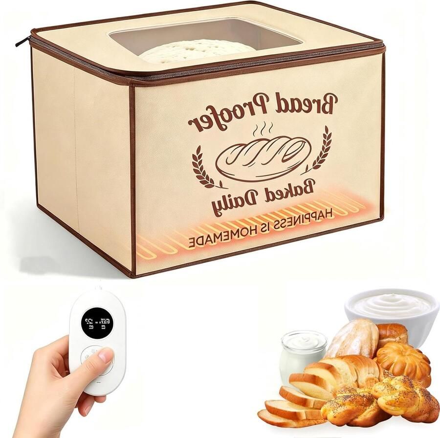 Brooddeegrijsbox Opvouwbare rijskast Zuurdesem Maken Temperatuurregeling 10-45℃ 40x30x30cm Grijs