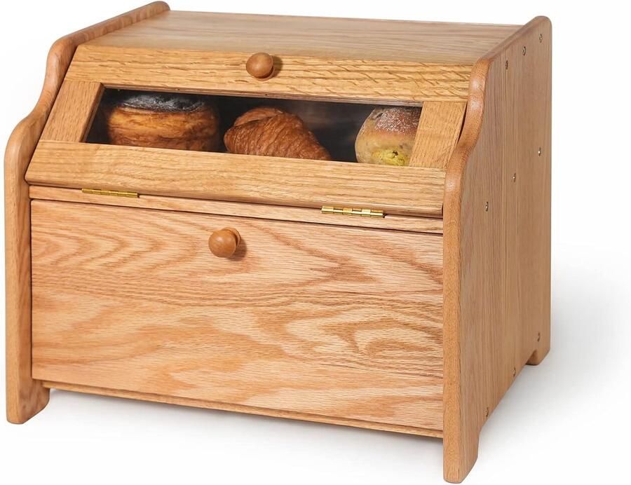 Brooddoos Eikenhout Broodtrommel Brood Opslag Dubbele Plank 22.44 Liter Natuurlijk