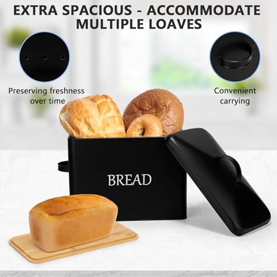 Brooddoos Mat Zwart Stijlvolle Oplossing voor Vers Brood - Foto 2