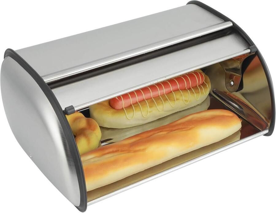 Brooddoos RVS Broodcontainer Keuken Brood Vers Houden Grote Capaciteit 33x24x15cm Zilver