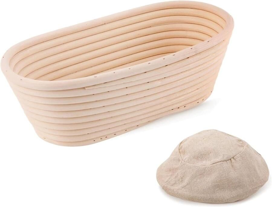 Broodgistmand Rotan Deegmand Bakmand Brood Bakken Natuurlijk Ademend Materiaal 21 x 15 x 8 cm Houtkleur